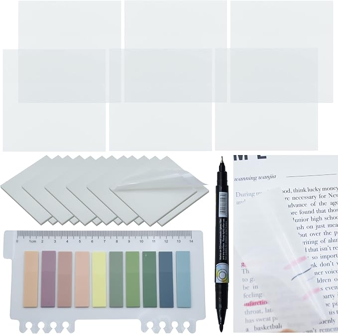 YOUDEFUL 800Pcs Transparent Sticky Note, 3"x3" Clear Sticky Note, White | Waterproof Translucent Sticky Note for Books Annotation, Back to School Sticky Notes for Bible Study, School, Office