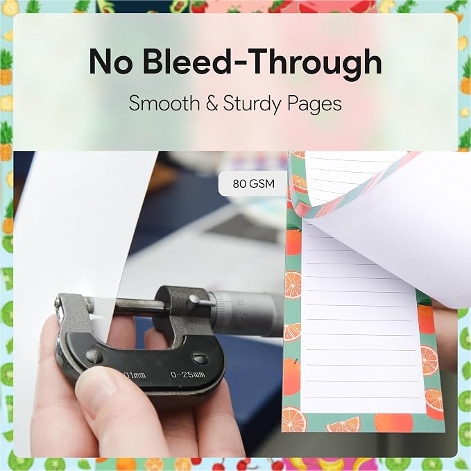 8 Large Magnetic Notepads – Big Notepads for Grocery List, Shopping List, To-Do List, Reminders -Strong Magnetic Back- Memo Pads with Realistic Fruit Designs | 60 Sheets per Pad 9 x 3.5 inch (8 Pack) | Notepads for Grocery List, Shopping List, To-Do Li...