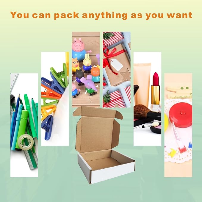 400 Pack 4x4x1'' Small Shipping Boxes, Corrugated Cardboard Mailers for Business, White (CM441-400)
