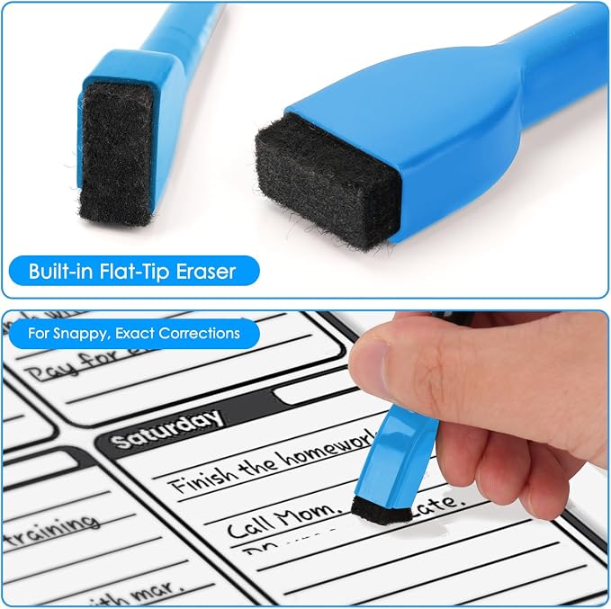 maxtek Magnetic Dry Erase Markers, Fine Tip, 12 Colors, 60 Count | Low Odor, Whiteboard Markers, Built-in Eraser