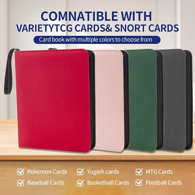 Card Binder – 720 Capacity, Zippered Trading Card Holder for MTG, Sports & Collectible Cards – Acid-Free, Durable & Travel-Friendly Storage (Red dots, 9 Pocket)