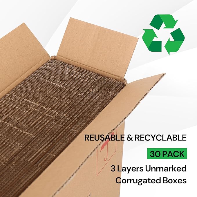 Rempry 30 Pack 8x6x6 Shipping Boxes Brown, Small Corrugated Cardboard Box for Mailing, Packaging Small Business, Kraft Mailer Gift Boxes