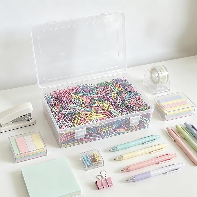 2000 Pcs Medium Size Colored Paper Clips 33 mm/1.3Inch | Assorted Colors, Includes Storage Box, Medium Size, Office & School Use