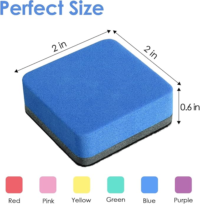 MaxGear Dry Erase Erasers, 96 Pack Magnetic Whiteboard Erasers, 6 Colors