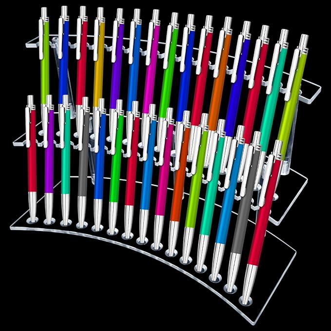 Acrylic Pen Display Stand 30 Slots 1.3cm Pen Stand Display 2 Tier Clear Pen Display Stand Rack Acrylic Pen Stand Display