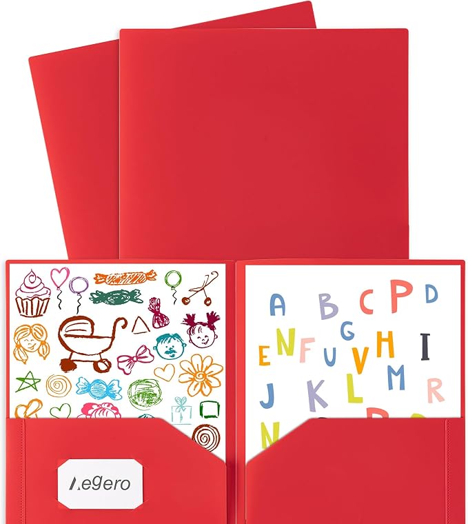 Aegero Plastic Folders with Pockets (7 Pack,Purple) | Durable Heavy Duty File Folders with Business Card Slot, 2-Pocket Folder for Schoolwork & Office,Letter Size