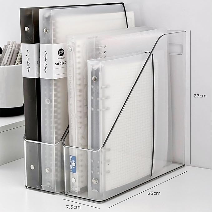 4-Pack Acrylic Vertical Magazine Holder & Book Organizer Clear Desktop File Storage Rack for Office/Home, Includes 6 Silicone Bookmarks (Space-Saving Design)