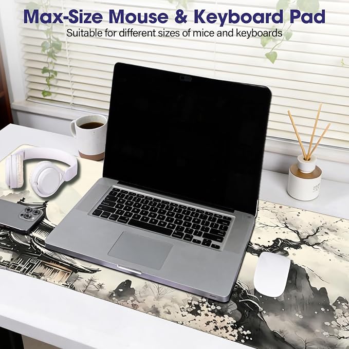 Professional Extended Gaming Mouse Pad - 31.5" x 15.7" Large Desk Mat with Stitched Edges, Waterproof Coating Non-Slip Rubber Base for Gamers Esports Pros Office Home, Landscaping