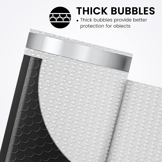 Fuxury Black Bubble Mailers 4x8" Padded Envelopes 1000Pack Strong Adhesion Thick Padded Mailers for Small Business Mailing Small Items,Jewelry,Makeup