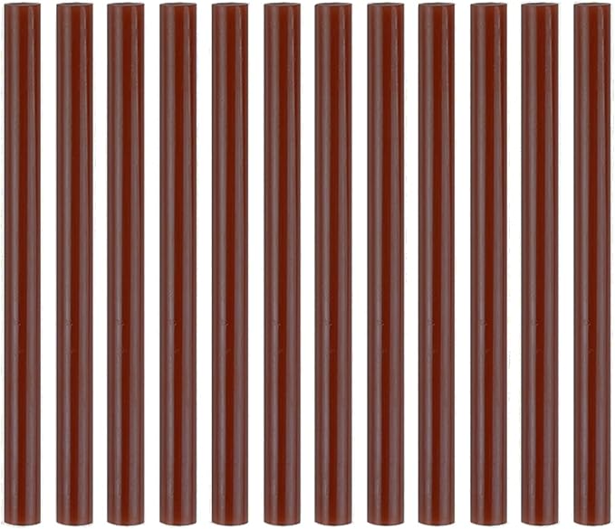 HUIHUIBAO 12 PCS Colored Hot Glue Sticks, Mini Hot Melt Adhesive Glue Stick for DIY Art Craft, 7 x 100mm, Brown