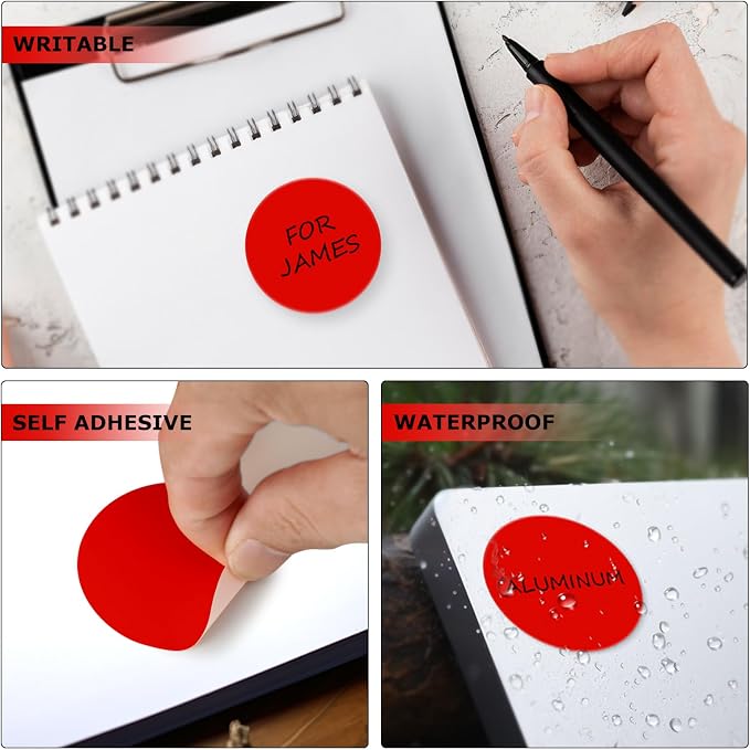 Red Round Stickers 2 Inch Waterproof Vinyl Coding Labels 80 PCS | Strong adhesive, Removable, Tear- & Scratch resistance, Easy to peel, Glossy finish, Writable dots for crafts office school