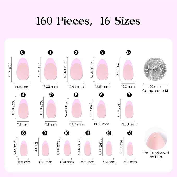 Beetles Purple French Tips Press On Nails, 160 Pcs Pastel Spring Press On Nails Short Almond, Spring Fake Nail Tips Soft Nail Gel False Nails Art DIY For Women