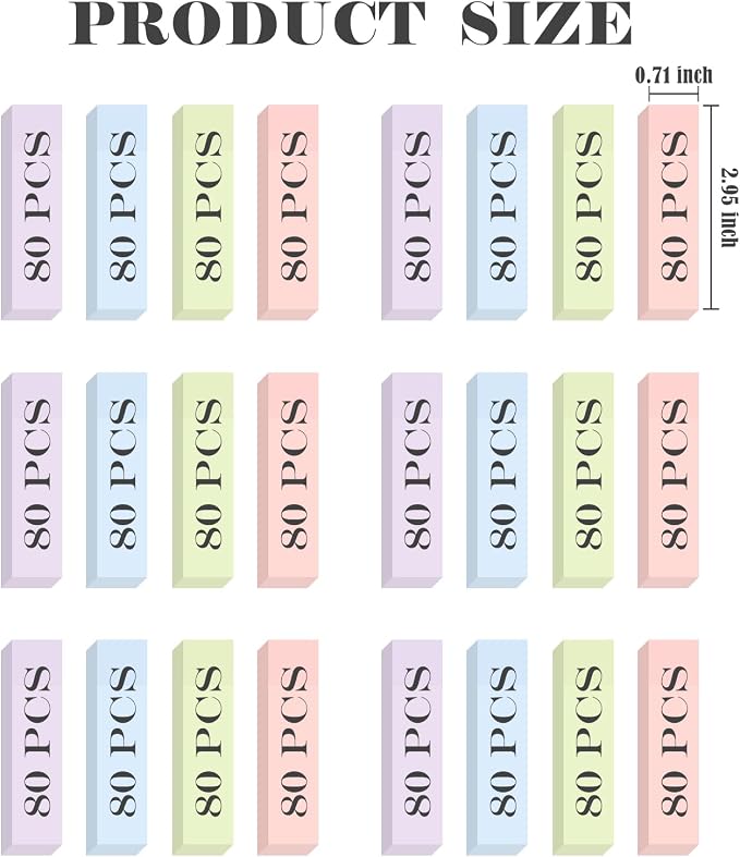 BAYTORY 6 Pads Pastel Index Tabs, 4 Colors Small Sticky Notes (3x0.7 in) | Self-Stick Note Pads, Easy to Post for School Office Notebook