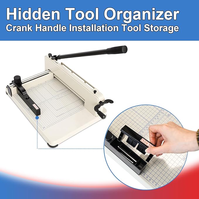 400 Sheet Heavy Duty Paper Cutter with HSS Blade, Industrial Paper Trimmer | Commercial Paper Cutter with Steel Base, Dual Safety Lock and Protective Cover for Print Shops, Schools, Offices and Crafts