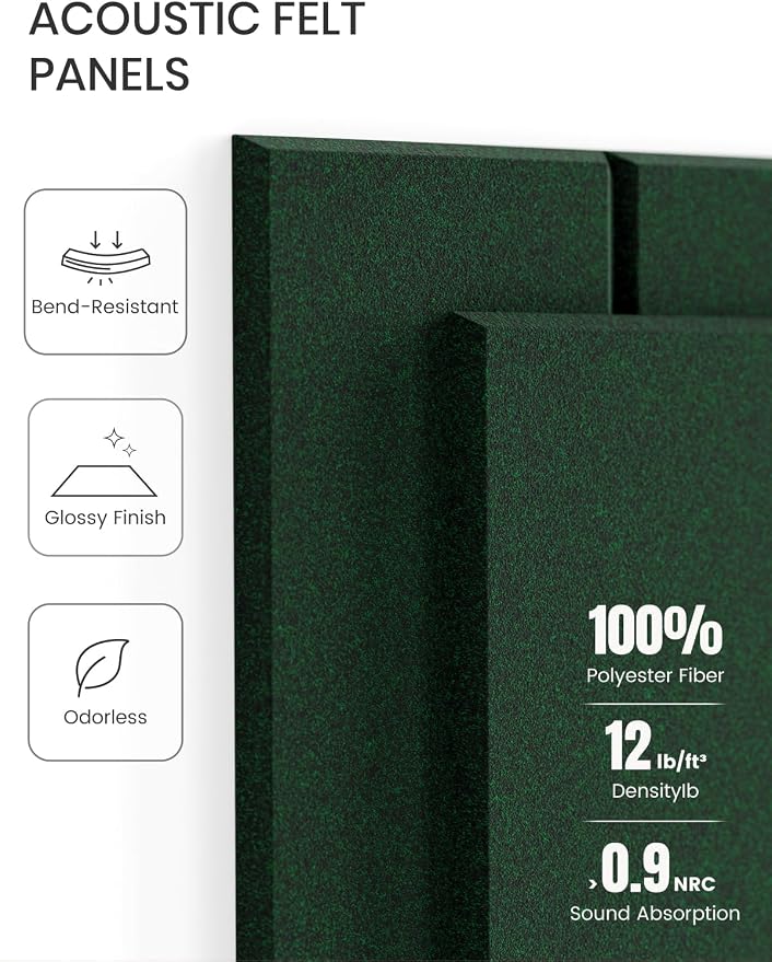 Fluxynara Felt Bulletin Board & Cork Board Alternative, Pine Green | 36" x 24" Pin board, Removable Adhesive Tabs, Easy Install Without Wall Damage, For Home Office Decor