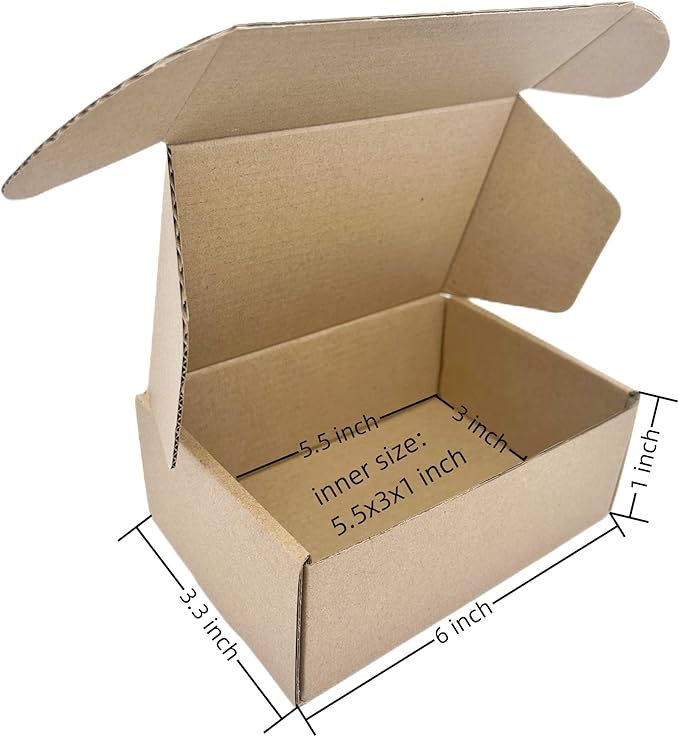 6 x 3 x 1 Inches Small Shipping Boxes 50 Pack Corrugated Cardboard Packaging Business Moving Mailing Box