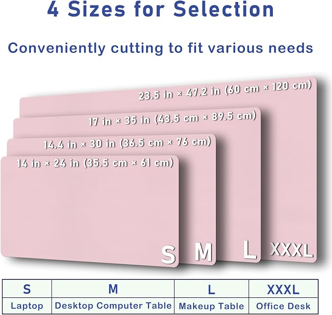Boutilon Leather Desk Pad Protector,Non-Slip Mouse Pad,Laptop Desk Pad,Office Mouse Mat,Waterproof Leather Desk Blotter,Desk Writing Pad for Office and Home (XXXL-Light Pink,47"x 24")