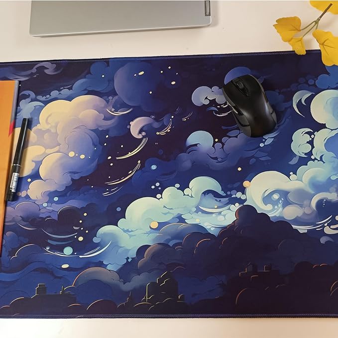 Pastel Large Mouse Pad Blue Desk Mat Aesthetic Sky Kawaii Gaming Mouse Pad XXL Keyboard Computer Mat Cute Desk Decor Office Gift 31.5 X15.7 in