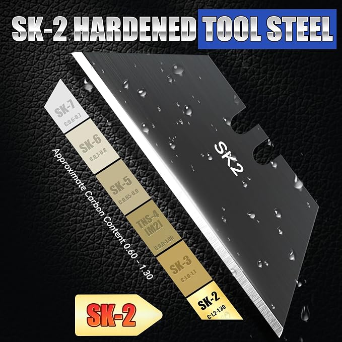 DIYSELF 50 Pack Razor Blade Refills, SK2 Utility Blades for Box Cutters | Utility Knife Blades for Cardboard and Drywall, Carpet Blades for Flooring, Repairs and Contractors