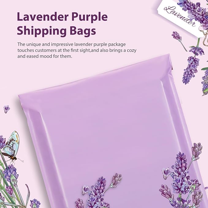 Fuxury Large Poly Mailers 19x24" 500 Pcs,Shipping Bags for Clothes | Waterproof Self Seal Mailing Envelopes,Strong Adhesive Packaging Mailers Poly Bag For Books Clothes Business,Light Purple