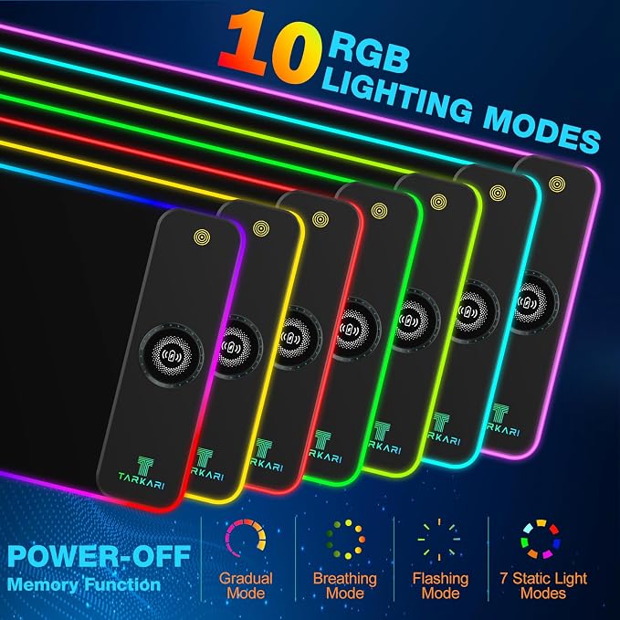 TARKARI Magnetic Wireless Charging RGB Mouse Pad, Large Gaming Desk Mat, 31.5"x11.8" Waterproof Mousepad, Ultra-Smooth Surface, Non-Slip Rubber Base, Desk Pad for Keyboard Laptop
