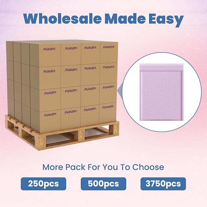 Fuxury Bubble Mailers Bulk 10x13 Inch Lavender 500 Pack | Opaque Padded Envelopes for Clothing, Books, Makeup & Accessories, Self Seal Shipping Bags for Small Business