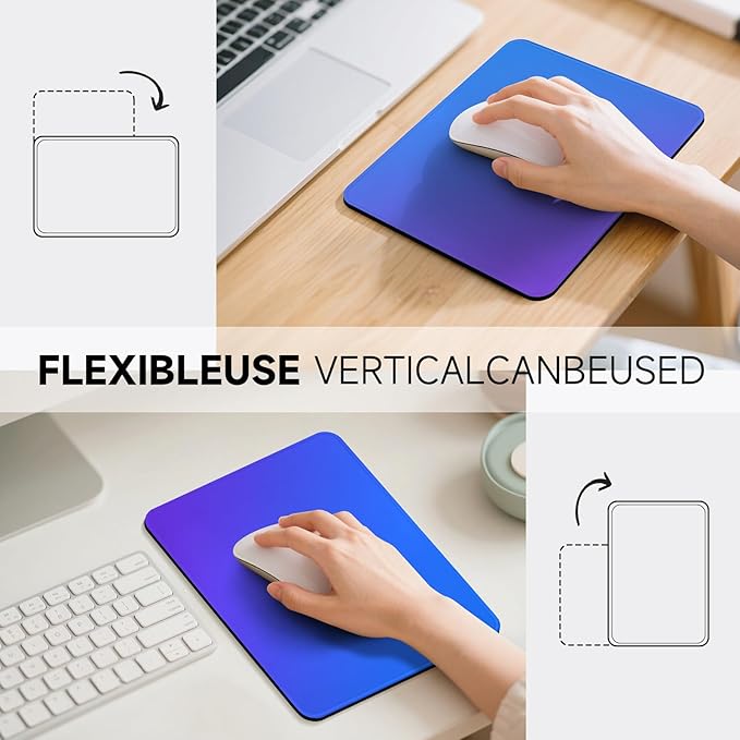 Premium Mouse Pad with Stitched Edges – 10.2 x 8.3 in | Smooth, Washable Mat with Non-Slip Base | Personalized Cute MousePads for Laptop, Computer, Office, Home (Blue-Purple Gradient)