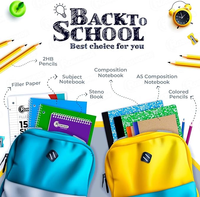 1000 Packs (Pallet) 5 Subject Notebooks, College Ruled, 300 Pages | Spiral Notebook Bulk, 3 Hole Punched, 150 Sheets, 8 x 10-1/2", Bulk Spiral Notebooks for School Districts, 4-7 Days Transit