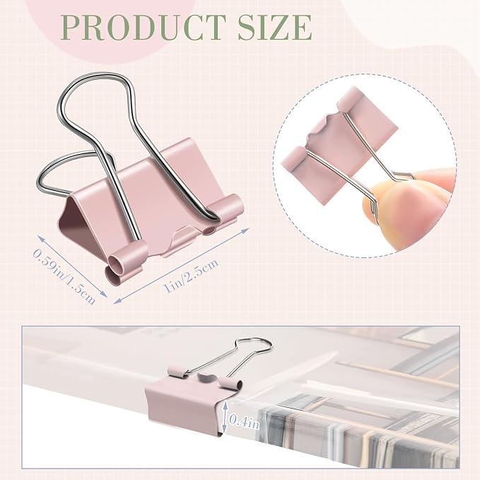 Jetec 500 Pcs Pastel 1 Inch Binder Clip Paper Clamp Metal Paper Clip | for Teachers Students Classroom Business Office and School Office Supplies