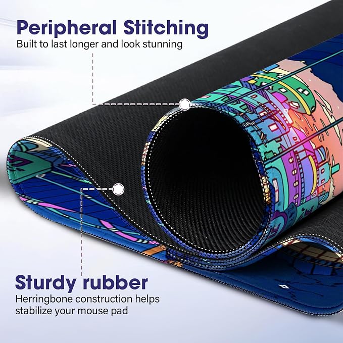 Large Extended Mouse Pad with Stitched Edges 35.4"x15.7" - Waterproof Desk Mat, Non-Slip Rubber Base for All-Desk Coverage, Perfect for Gaming Office Home, Ninja