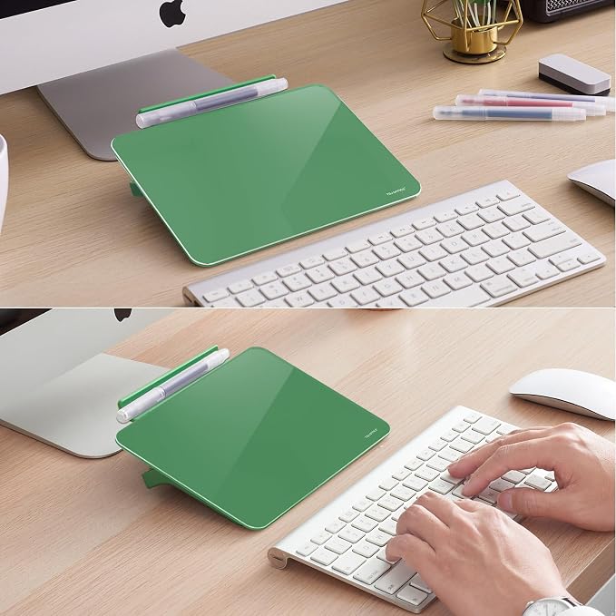 Small Desktop Whiteboard - Glass Dry Erase Board 8 X 6 Inches Tabletop Easel Whiteboard with Stand, Desk Board Buddy for Artist, Teacher and Student