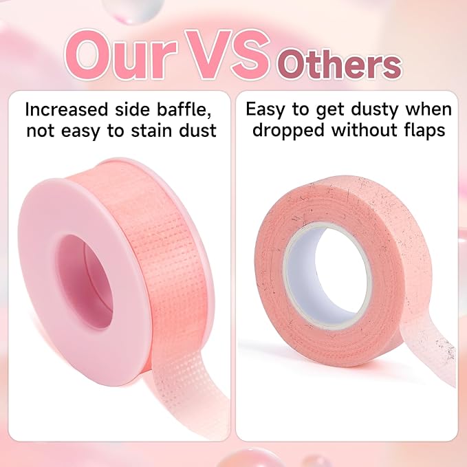 G2PLUS Eyelash Tape, 2 Rolls Silicone Gel Makeup Tape, 1/2'' x 8 Yards Pink Lash Tape, Micropore Eyelash Extension Tape for Lift and Makeup