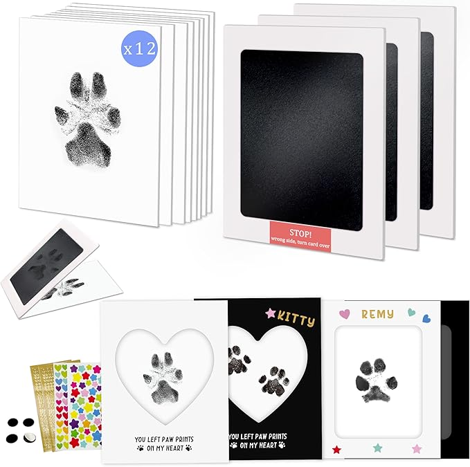 MYPAWLETS Paw Print Kit,Clean Touch/Inkless Ink Pad for Dog/Cat Pawprints,Paw Print Stamp Pad for Dogs,Dog Paw/Nose Print Kit Keepsake,Pet Paw Print Impression Kit with Frame,Gifts for Pet Parents-3M