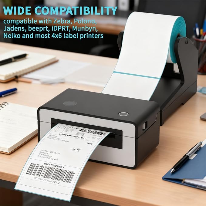 2 Rolls 4x6 Thermal Labels, 900 Labels,Direct Shipping Labels for Zebra & Rollo Label Printer, Strong Adhesive, White Thermal Printer Label, 450Pcs/Roll