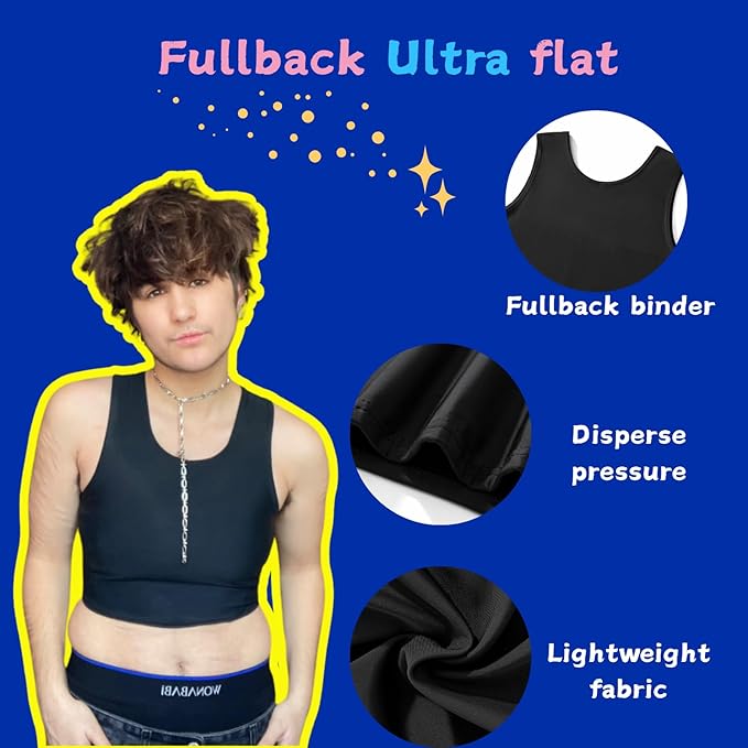 Wonababi Chest Binder for Transgender - Fullback Ultra Flat Compression Bra for FTM, Large Breasts