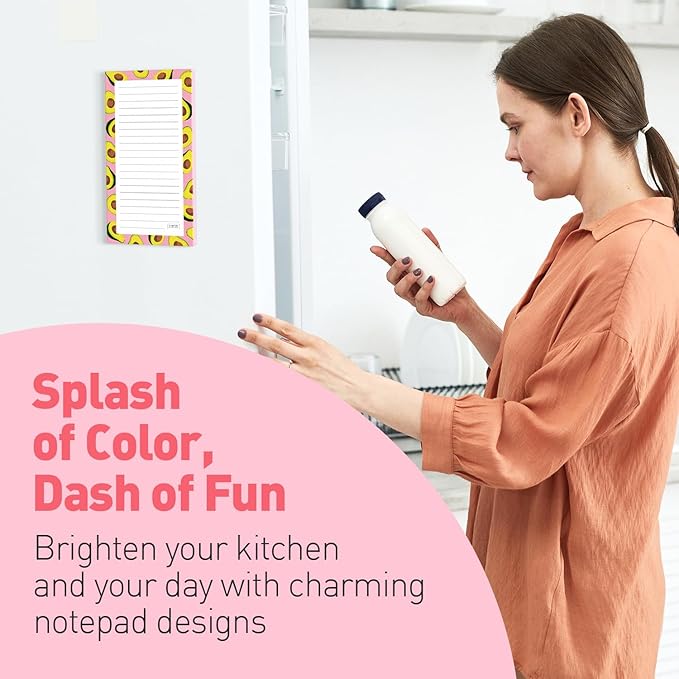 Sweetzer & Orange S&O Magnetic sheets for Refrigerator 4 Pack - Fun Fruity planner notes for Fridge Sets - Magnetic registry journals for cooler, sticky Notepads for freezer - 3.5” x 7”, 45 Pages