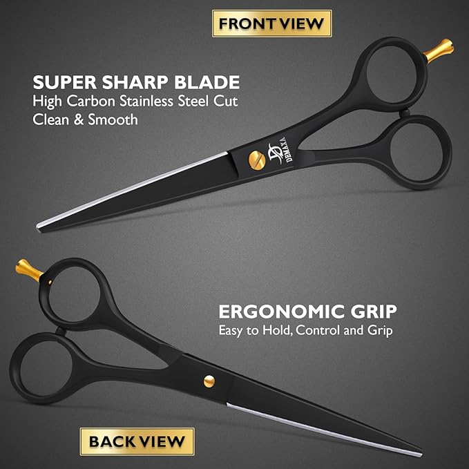 Professional Hair Scissors 6.5 Inch - Premium High Carbon Stainless Steel Barber Salon Hair Shears for Haircut Scissors - Ergonomic Design Super-Sharp Hair cutting Shears Blades