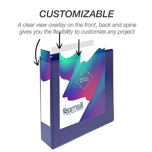 Samsill Durable 2 inch 3 Ring Binder, D Ring Binder, 100% Recycled Chipboard, Basic Assortment,12 Pack