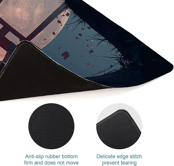 Japanese Samurai Gaming Mouse Pad, Desk Mat, Large Mousepad with Non-Slip Rubber Base XL Extended, Big Keyboard Mat Office&Home, Gamers, 31.5x11.8in, Cherry Blossom