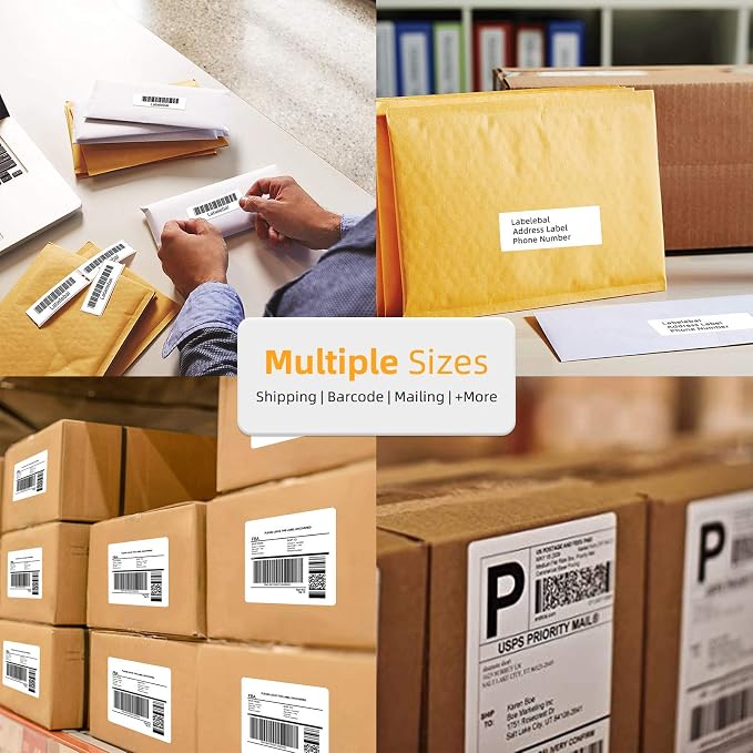4200 Pcs Labelebal 3-Proof 1" Core 12 Rolls 2-1/4" x 4" Direct Thermal Label Multipurpose Shipping Address Mailing Barcodes Labels Compatible for Zebra 2844 & Rollo Desktop Label Printer