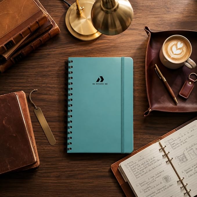 Nextnoid A5 Lined Spiral Notebook - 170 Pages, College Ruled, Turquoise | Hardcover Notebook for Everyday Writing, A5 Size (5.8" x 8.3") Journal for Work and School, Daily Journaling and Notetaking