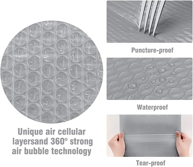 HBlife 50 Pcs Bubble Mailers, 6x10 Inches Self Seal Gray Poly Mailers, Padded Envelopes Shipping Bags Packaging for Small Business