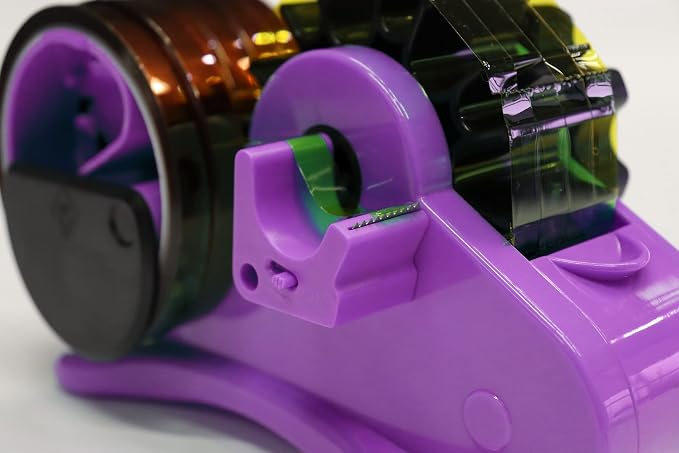 Purple Heat Tape Dispenser Sublimation - Multiple Roll Cut Heat Tape Dispenser 1" & 3" Core Double Reel Cores Sublimation for Heat Transfer Tape, Semi-Automatic Tape Dispenser with Compartment Slots