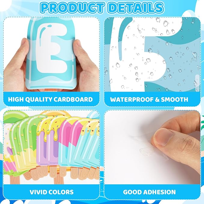 49Pcs Summer Bulletin Board Decorations Set, Popsicle Classroom Door Decoration, We are Ready for A Sweet Summer Ice Pop Paper Cutouts for Back to School Office Chalkboard Home Wall Decor