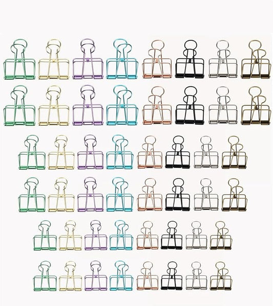48PCS Multicolor Metal Binder Clips Assorted Sizes Hollow Binder Clips Metal Paper Clamps for School Office Paperwork (16pcs S, 16pcs M and 16pcs L)