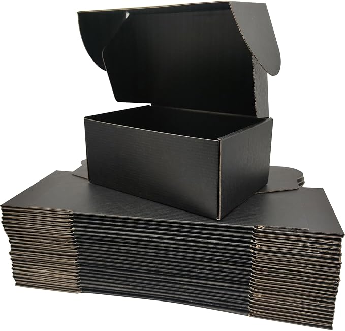 9x6x4 Shipping Boxes Set of 30, Black Mailer Corrugated Cardboard Box | for Packaging, Literature, Packing, Mailing, Storage, Small Business, Moving, Gift, Supplies, Quick Fold, Tab Locking
