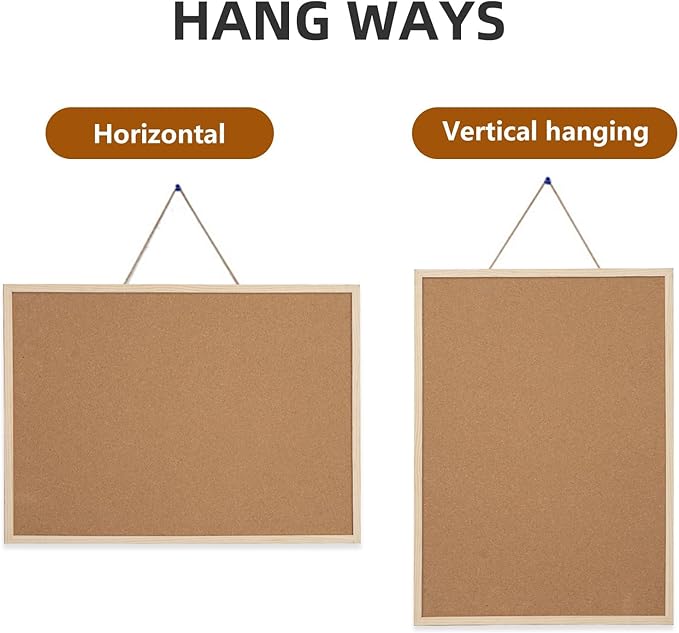 20” x 28” Cork Boards for Walls with Wooden Frame 1pack, Whiteboard and Cork Board Combo Double Sided Office Board for Wall Organizer, Bulletins Board Hanging Pin Board for School Home Office