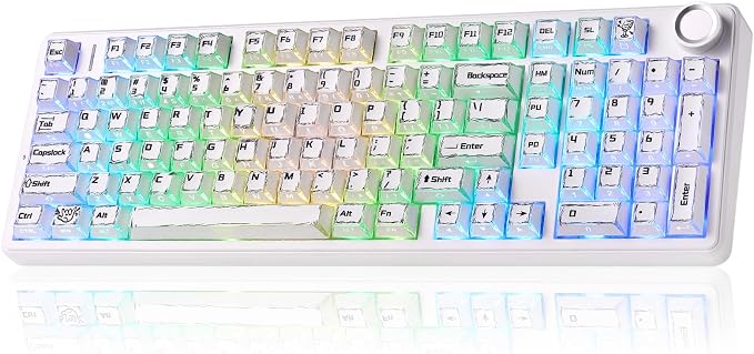 LEOBOG X Aula Wireless Mechanical Keyboard 8000mAh Creamy Gaming Keyboards | Aula F99 Pro Multifunction Metal Knob,Hot Swappable Custom,RGB Backlit,Tri-Mode BT/USB-C/2.4GHz Connect,PBT Keycaps,Full Size
