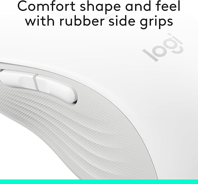 Logitech Signature M650 L Full Size Wireless Mouse - for Large Sized Hands, 2-Year Battery, Silent Clicks, Customizable Side Buttons, Bluetooth, for PC/Mac/Multi-Device/Chromebook - Off White