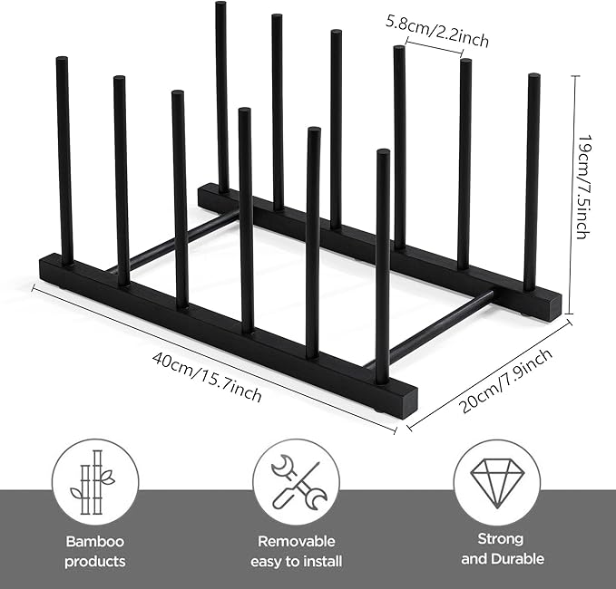 HBlife Desk File Organizer 1 Pack Bamboo 5 Section Vertical File Sorter | Black,Binder & Folder Holder for Home,Office & School